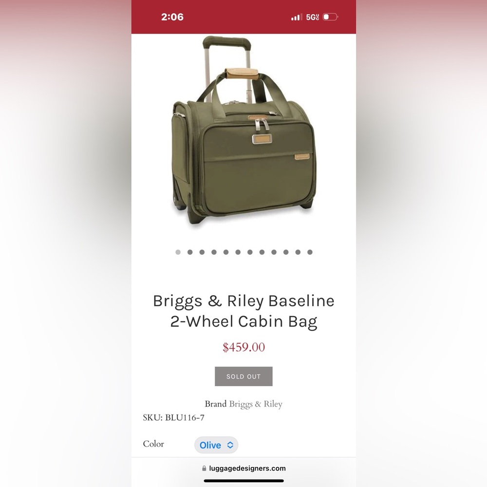 Briggs & Rilley 16” Baseline 2 wheels Underseats Cabin Bag